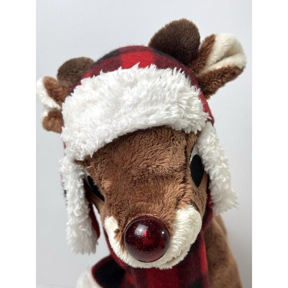 Dan Dee Collectors Choice Rudolph Red Nose Reindeer 12" Stuffed Plush Hat Scarf - Picture 5 of 11